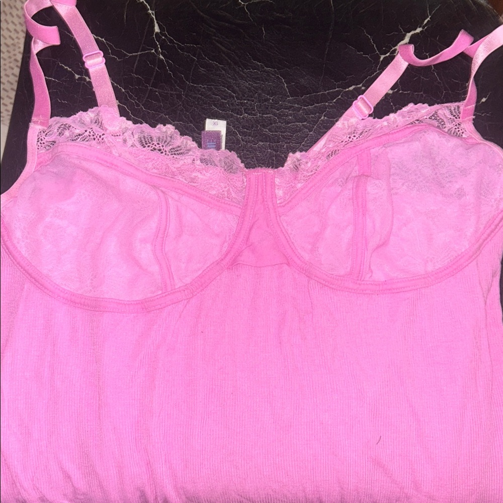 Adore Me Pink Lace Trim Camisole